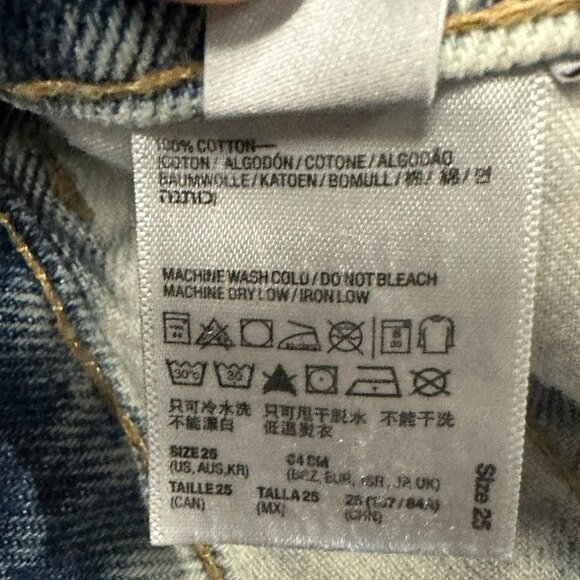 American Apparel Jeans Women 25 Denim High Rise Shorts Cuffed Bleached 5 Pocket - Picture 8 of 11